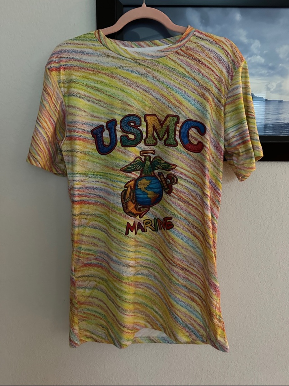 USMC Marine Corps Crayon Eaters Graphic Tee - Multicolor Swirl